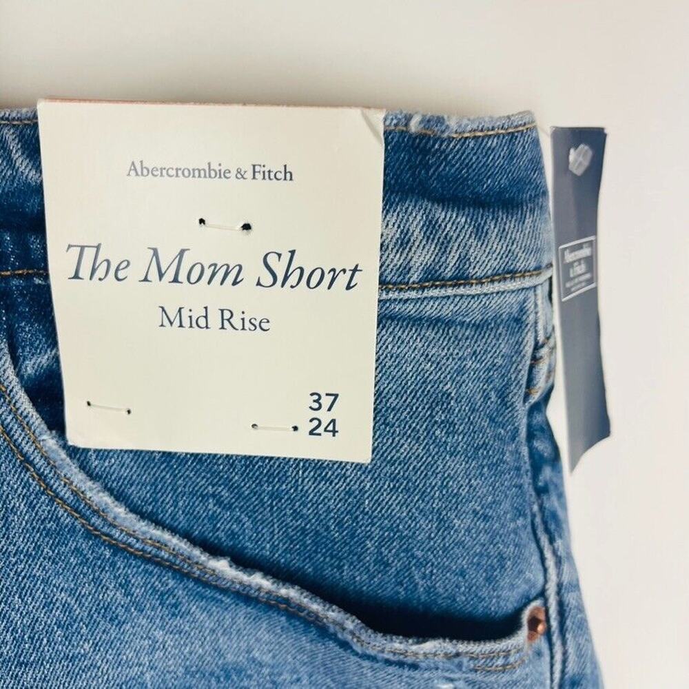 New Abercrombie & Fitch Womans Sz 37 24 Plus Shorts Mid Rise Distressed Mom NWT - Picture 6 of 10